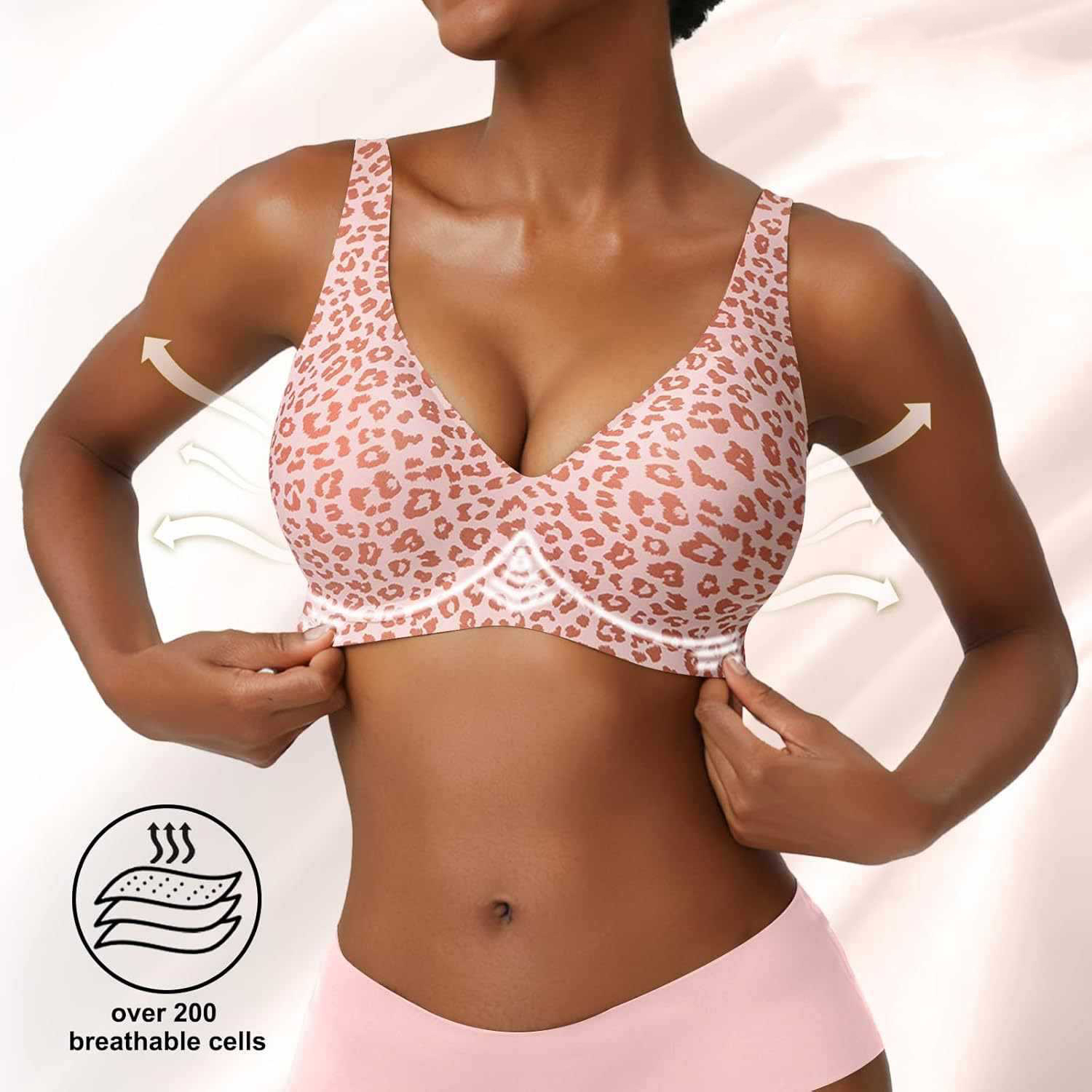 여성용 심리스 핑크 레오파드 프린트 브라, 와이어리스  - Minimizer Bra Women 리뷰 및 가격